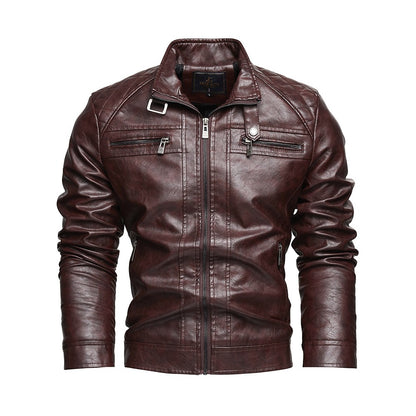 PU Leather Jacket Men Autumn Winter Motorcycles Faux Leather Coats Fashion Male Stand Collar Moto Biker Vintage Casual Outwear