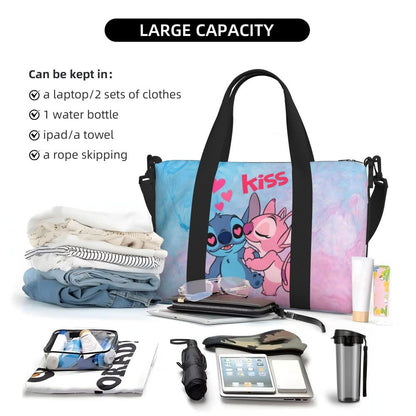 Custom Large SLilo And Stitch Cartoon Tote Bag Women Anime Shopping Shoulder Beach Gym Travel Bag