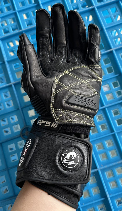 Luvas de Couro Genuíno para Motociclistas Masculinas Luvas de Motocross Corta-vento para Pilotagem ao Ar Livre Equipamento de Proteção para Motociclismo com Tela Sensível ao Toque