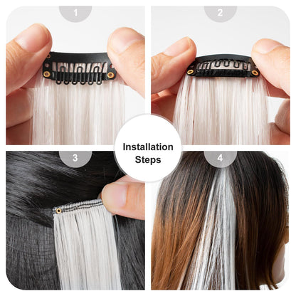 8 Pacotes de Extensões de Cabelo Sintético Coloridas 22 Polegadas Lisas Clip-In para Festas Natal Black Friday K-pop Presente de Ano Novo Cabelo