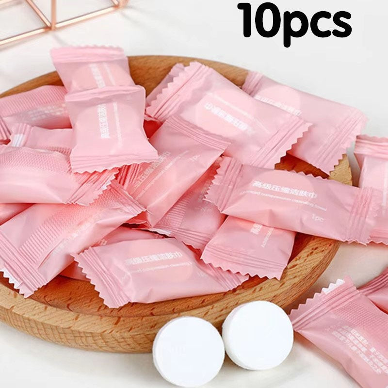 10-50pcs Disposable Towel Compressed Portable Travel Non-woven Face Towel Water Wet Wipe Outdoor Moistened Tissues Candy Towel