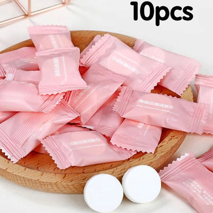 10-50pcs Disposable Towel Compressed Portable Travel Non-woven Face Towel Water Wet Wipe Outdoor Moistened Tissues Candy Towel
