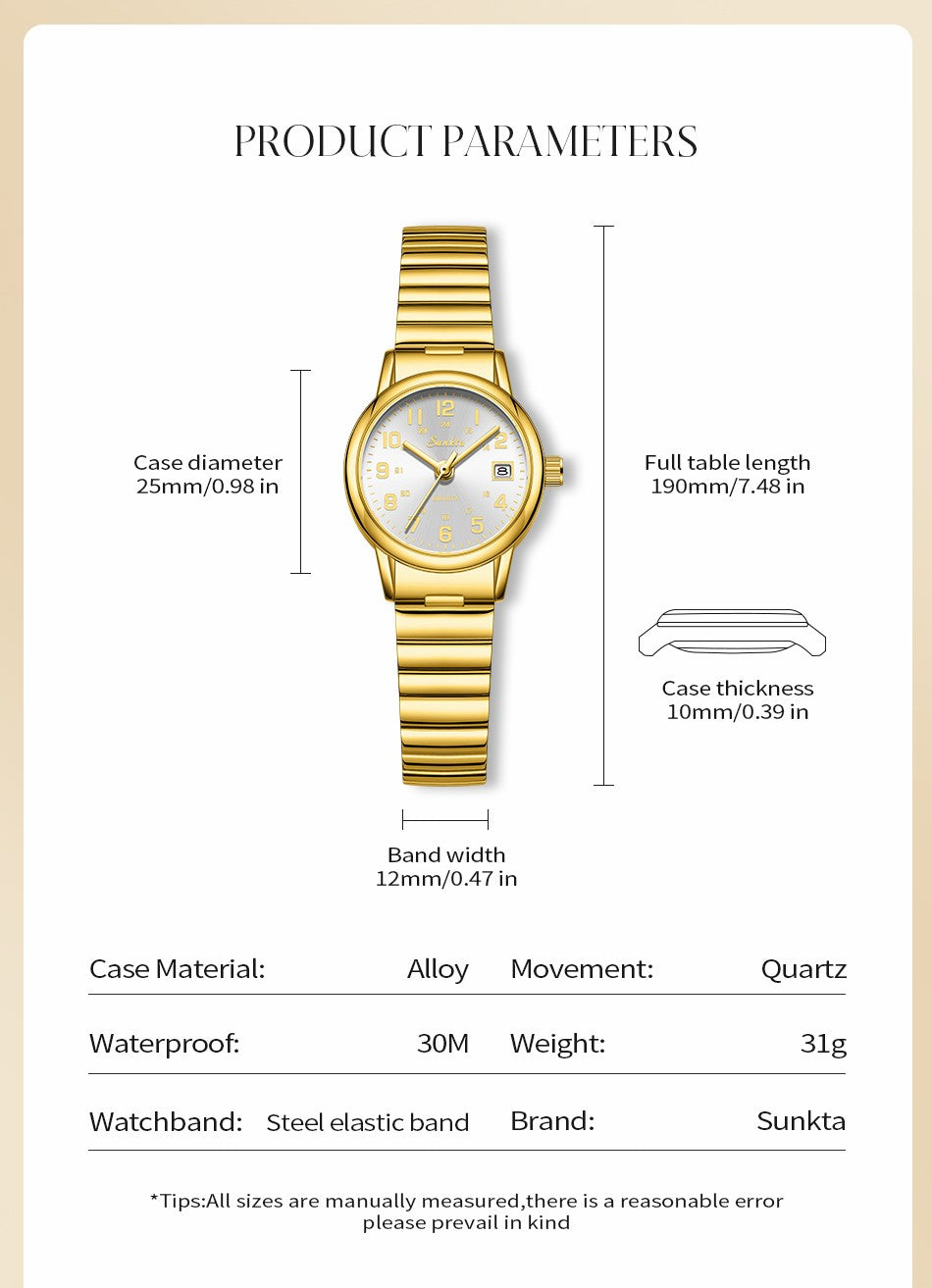 SUNKTA Women's Quartz Wristwatches Top Brand Luxury Bracelet Watch Gift For Women Fashion Simple Sport Waterproof Ladies Watch