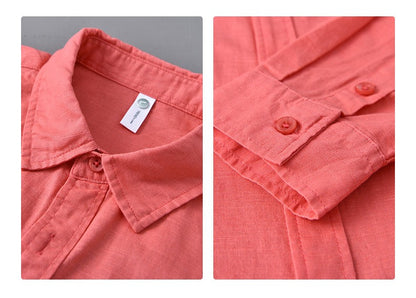 Men's Cotton-Linen Long Sleeve Shirt – Lightweight, Breathable, Vintage-Inspired Business Casual Shirt for Spring/Summer Fashion