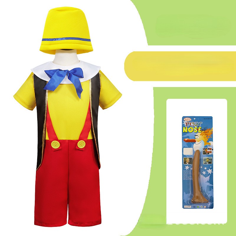 Halloween Funny Pinocchio Cosplay Costume Birthday Boys Girls Party Clothes Kids Cartoon Character Rolecosplay Costume With Nose