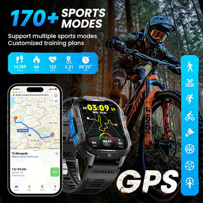 2026New Military Grade GPS Smart Watch Men Built in GPS Compass Altimeter Barometer 3ATM Waterproof 540mAh Sports Bracelet Men