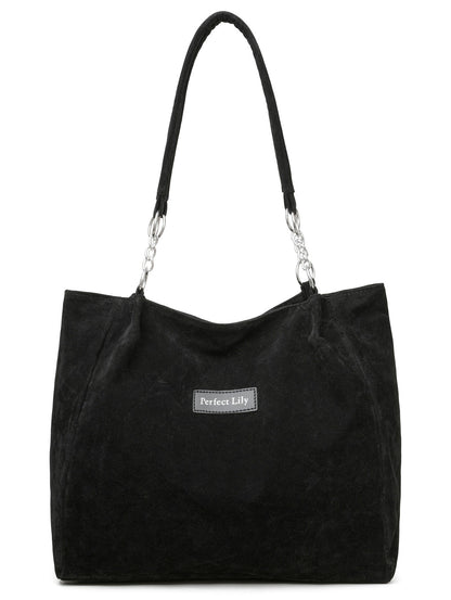 European American Autumn Winter Large Capacity Suede Women's Bag, Vintage Handbags Women Shoulder Bag, Retro Faux Suede Tote Bag