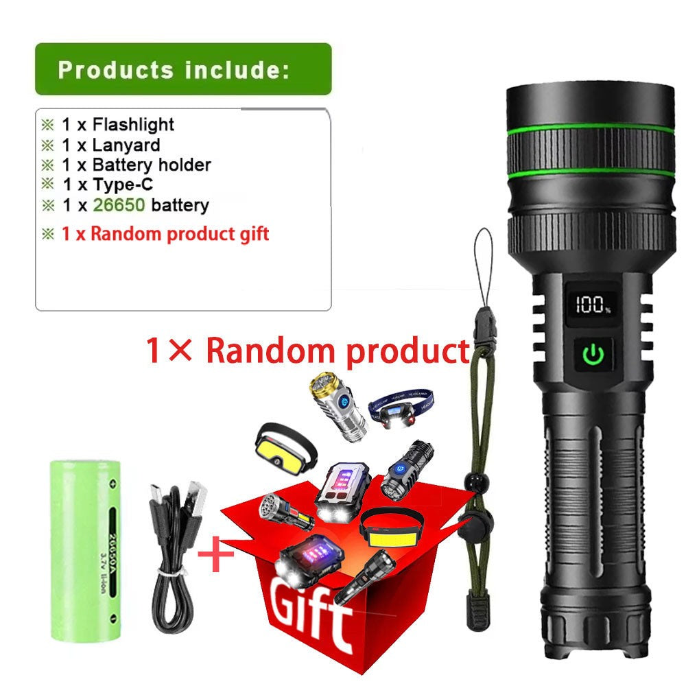 20000000LM Most Powerful LED Flashlight Rechargeable Type-c Flashlight Long Range 2000M Tactical Torch Light For Fishing Hunting