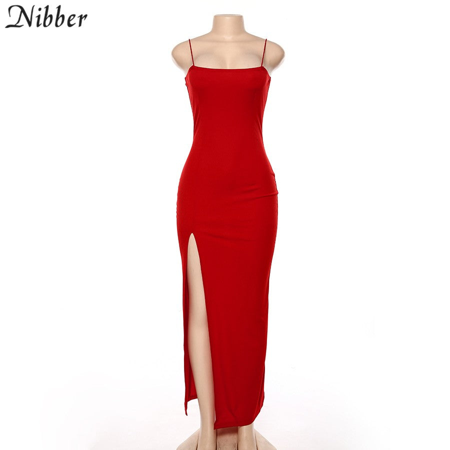 Nibber red black New year christmas party long dresses women spring Basic bodyco