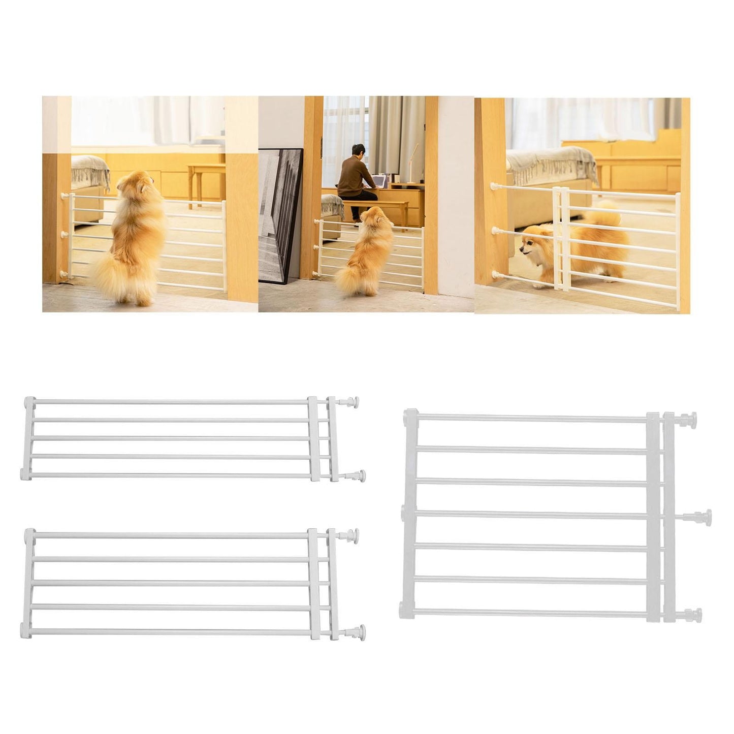 Portão Retrátil Portátil para Cães Proteção Ajustável Cerca Barreira para Bebês Portão de Escada para Pátio Gramado Jardim Escadas Porta
