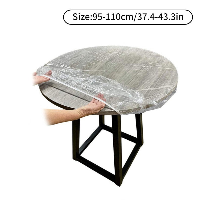 65-180cm Waterproof Round Transparent Elastic Edged Table Cover PVC Simple Convient Kitchen Catering Protector Tablecloth