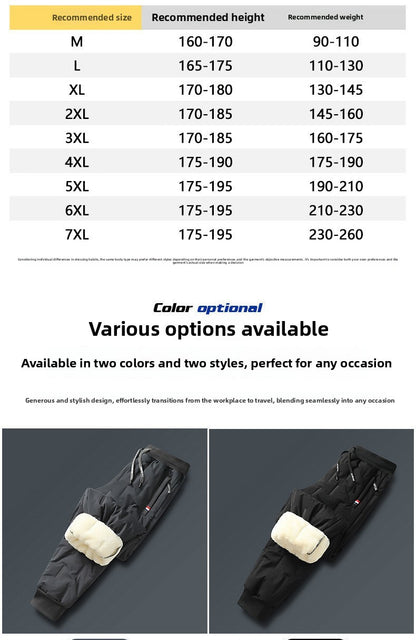 Men's Cargo Trousers Man Pants Plus Sweatpants Large Size Winter Warm Fleece Outer Y2k Alo Black Wear Thickened Baggy
