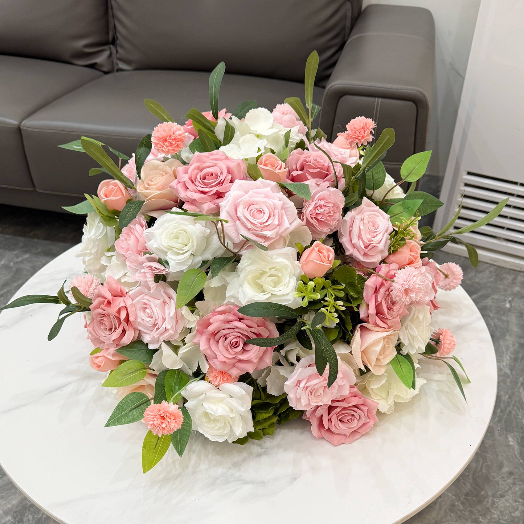 30-70cm Artificial White Rose Flower Ball, Wedding Reception Table Centerpieces, Floral Arrangement for Party Event Decor