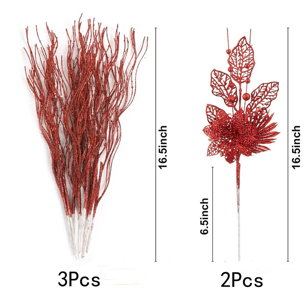 Artificial Flowers Berry Bouquet Christmas Tree Decoration Xmas Ornaments for Home Decor New Year Party Supplies Accessory