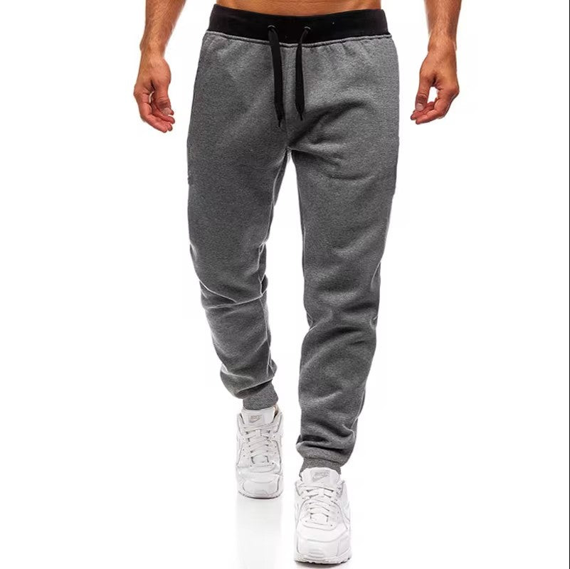 Mens Casual Pants Autumn Winter Fleece Sweatpants Men Running Jogger Sports Gym Trousers Fashion Solid Color Workout Long Pants
