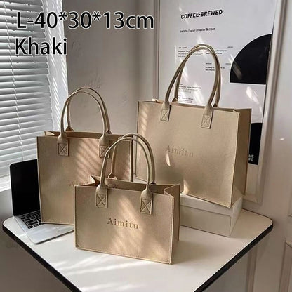 Fashion S/M/L Women Felt Shoulder Bag Simple Solid Color Messenger Bag Handbag Large Capacity Travel Casual Crossbody Bags