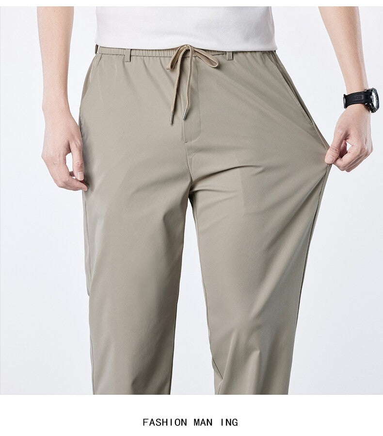 Calça Masculina Casual de Verão Seda Gelo Calça com Elástico na Cintura Calça de Corrida Fresca Respirável 5GG