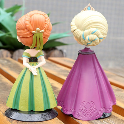 Miniso 14cm Princesas Q Posket Bonecas Elsa Anna Mulan Tinker Bell Elsa Aladdin kawaii Brinquedo para Bolo Decoração Modelo menina presente