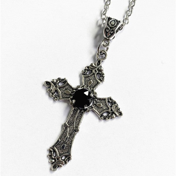 Colares com Pingente Grande de Cruz Punk Cristal para Mulheres Homens Gótico Corrente Clavicular Cruz Irregular Coleção Outono/Inverno Joias