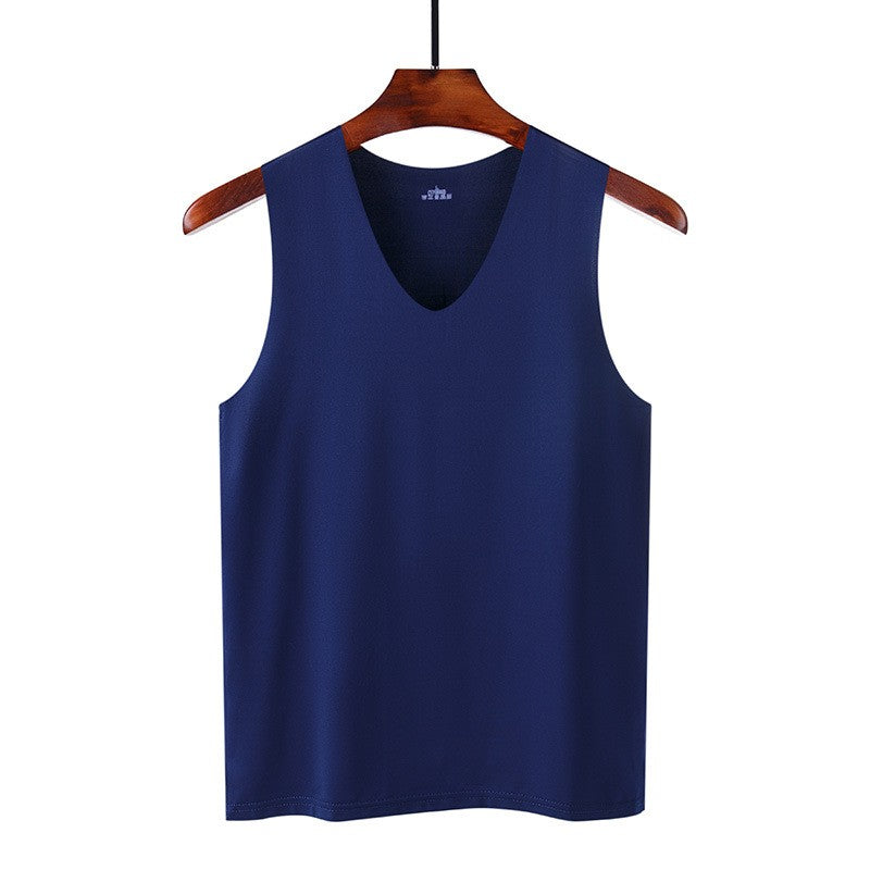 Silk Tank Tops Seamless Mens Vest Sleeveless Sport Bodysuit Vest For Men Clothing Plain Casual Summer Tank Undershirts Cool Gym