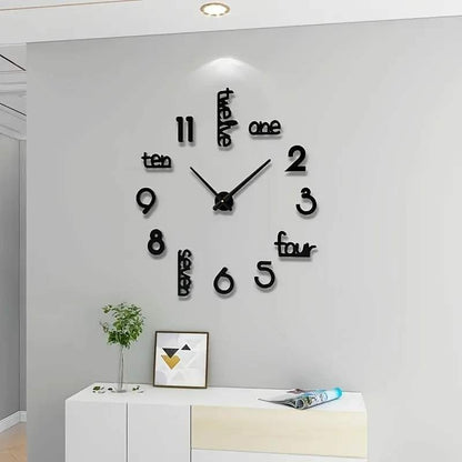Frameless giant wall clock, modern home decoration,  bedroom, and   for home office. living room decoration