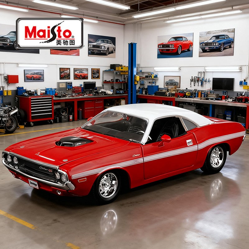Maisto 1:24 Dodge Challenger R/T Coupé 1970 Carro de Liga Fundido e Veículos de Brinquedo Modelo de Carro em Miniatura para Crianças