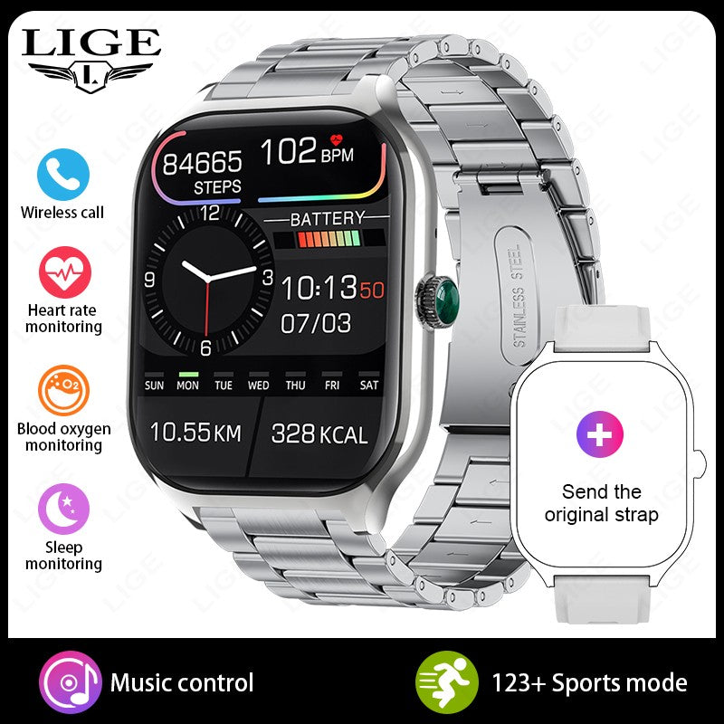 LIGE Novo Relógio Inteligente Rastreador GPS Masculino Feminino Esportes Fitness Monitor de Frequência Cardíaca Pulseira Masculina Chamada Bluetooth Smartwatch Feminino Masculino