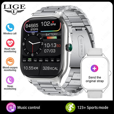 LIGE Novo Relógio Inteligente Rastreador GPS Masculino Feminino Esportes Fitness Monitor de Frequência Cardíaca Pulseira Masculina Chamada Bluetooth Smartwatch Feminino Masculino
