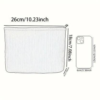 Minimally designed floral printed corduroy zipper makeup bag, lightweight and multifunctional cosmetic storage bag