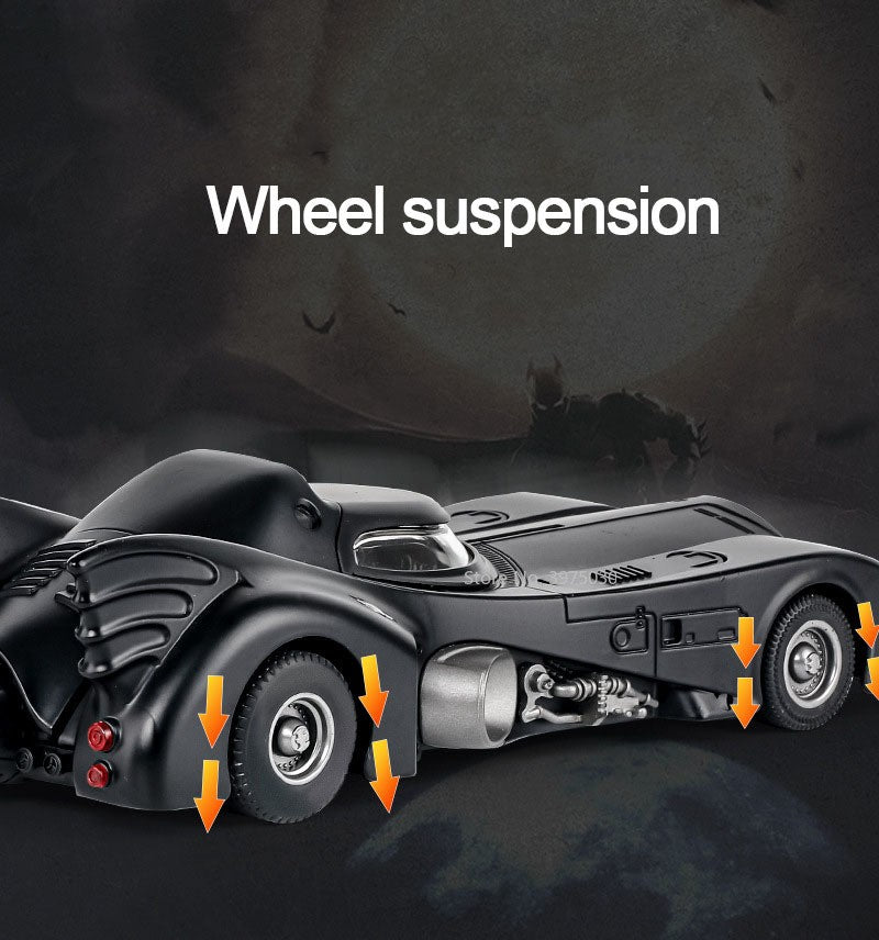 1:24 Scale 1989 Batmobile Sports Car Alloy Miniature Model Metal Diecast Vehicle Sound Light Plaything Decoration Gifts for Kids