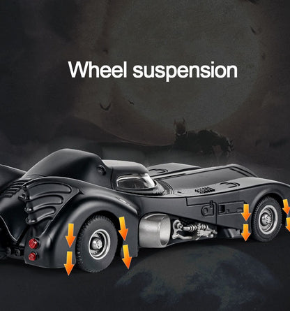 1:24 Scale 1989 Batmobile Sports Car Alloy Miniature Model Metal Diecast Vehicle Sound Light Plaything Decoration Gifts for Kids