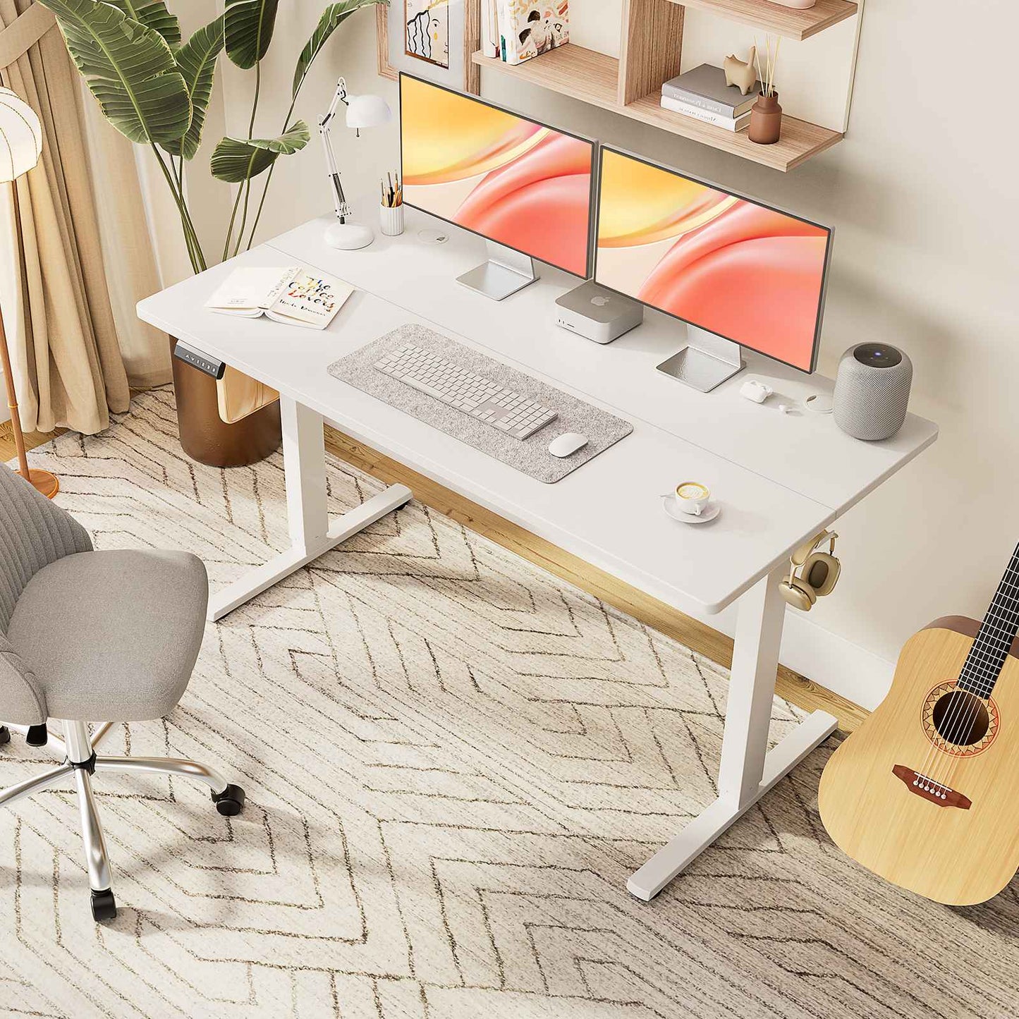 JHK Electric Standing Desk Height Adjustable 55x24 Inch Computer Desk Workstation Ergonomic Work Table for Home Office