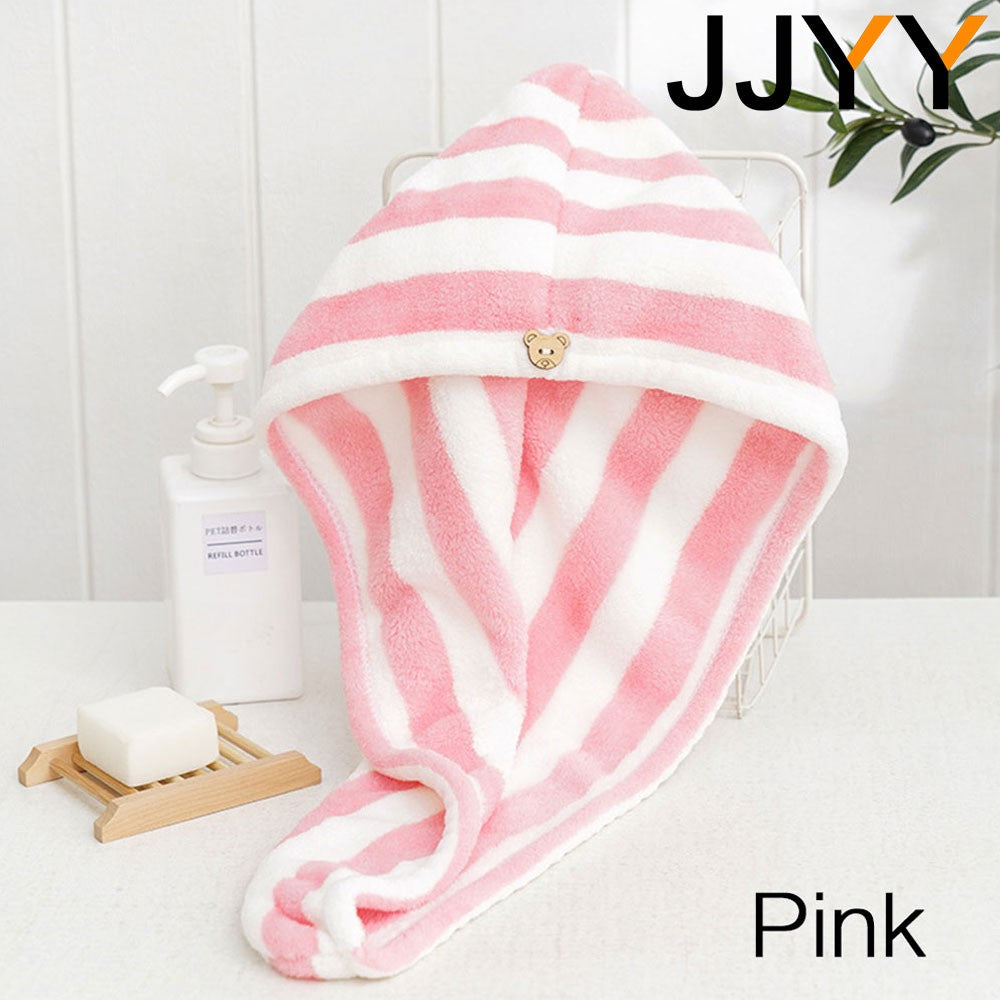 JJYY Towel Bathroom Absorbent Women Adult Quick-Drying Bath Thicker Shower Long Curly Hair Cap Dry Head Hair Towel Microfiber