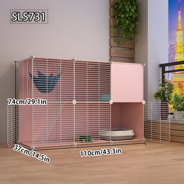 Gaiola para Gatos para Uso Doméstico, Casa para Gatos Interna com Espaço Livre, Abrigo para Gatos, Ninho para Gatos, Gaiola para Pets, Vila para Gatos Pequenos de Três Andares