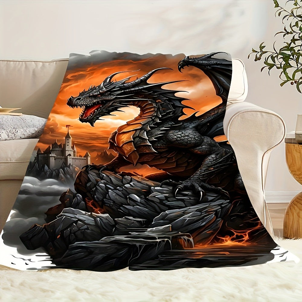 Manta de Flanela Dragão Gótico – Leve e Macia – Versátil para Todas as Estações, para Sofá, Cama e Viagem – Decoração de Casa Estilosa