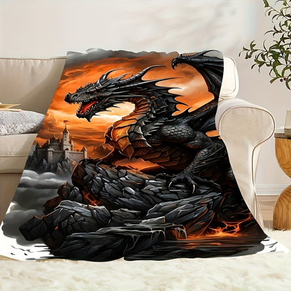 Manta de Flanela Dragão Gótico – Leve e Macia – Versátil para Todas as Estações, para Sofá, Cama e Viagem – Decoração de Casa Estilosa