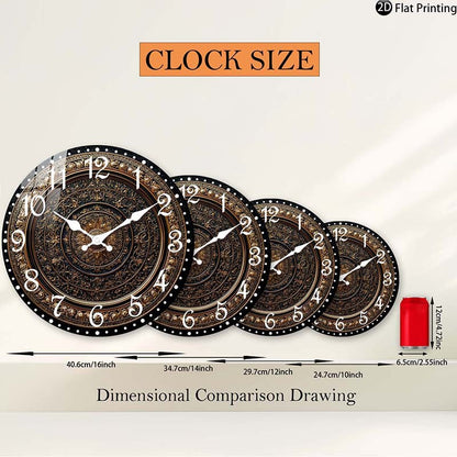 Wooden Silent Wall Clock nate gold wall clock intricate patterns Quartz Analog Clock Farmhouse,Office Idea Christmas Halloween