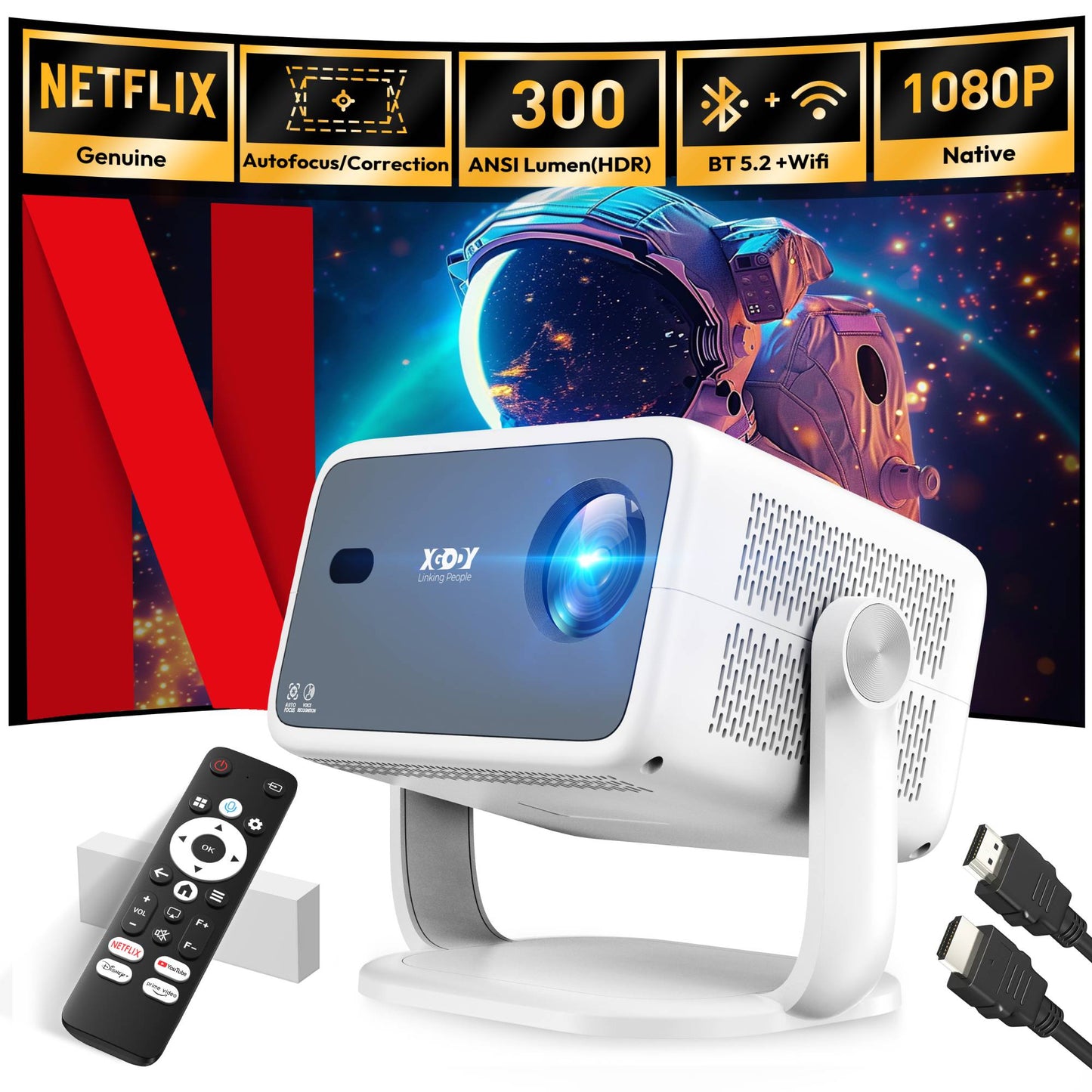 Projetor XGODY Gimbal N6 Full HD 1080P 2.4G 5G WiFi LCD LED Vídeo Filme Beam Projetor Android Home Theater Cinema Beamer