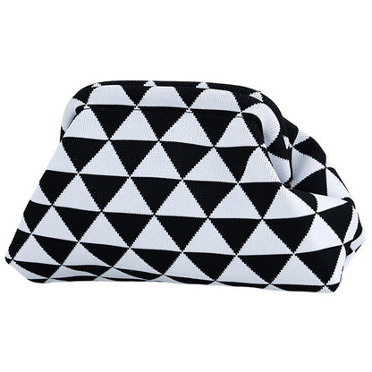 Summer Beach Bag Clutch Purses for Women Woven Crochet Handbags Dumpling Hobo Ruched Purses Colorblock Bag Bohemian Knit Clutch