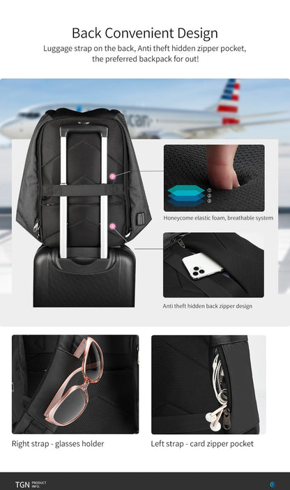 Tigernu Waterproof Anti Theft Female Mochila 15.6inch Laptop Backpack USB Backpacks Fashion Travel School Bag Backpack For Women