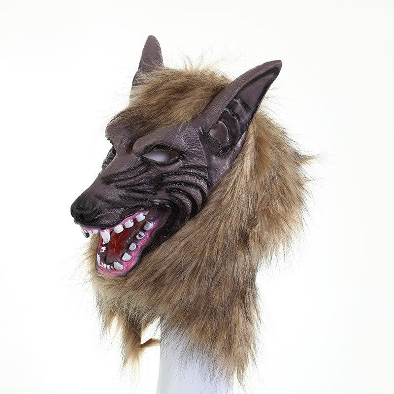 Halloween Latex Rubber Wolf Head Hair Mask Werewolf Gloves Costume Party Scary Decor Masquerade Props
