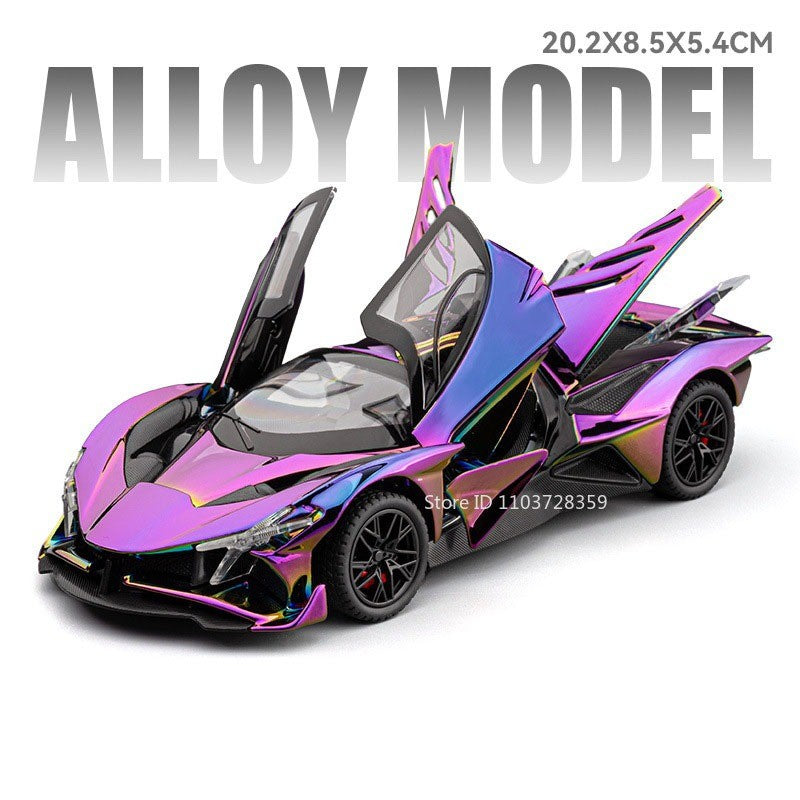 1:24 Apollo EVO Miniatura Carro Esportivo de Brinquedo Liga Fundido Som Luz Portas Abertas Fricção Supercarro Presentes para Crianças