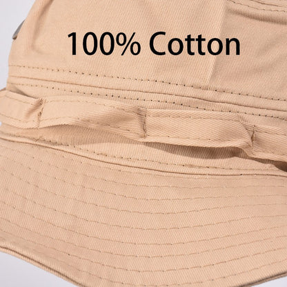 Newest Four Seasons Cotton Solid Bucket Hat with Small Pocket Fisherman Hat Outdoor Travel Sun Cap for Men and Women
