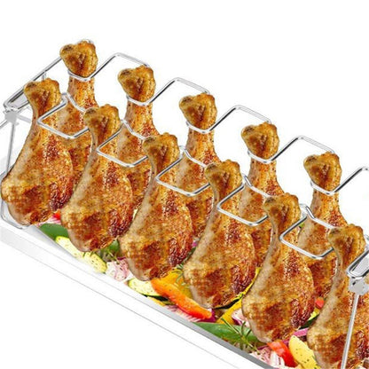 Folded Roast Rack Roast Chicken Leg Rack Chicken Wing Leg Rack Grilling BBQ Non-Stick Barbecue Rib Stainless Steel