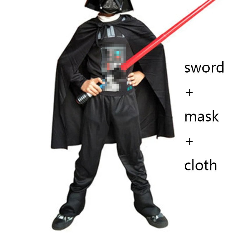 Force Darth COS Sets Kids Boy Cosplay Costume Suits Girl Movie Jumpsuit With Swords Halloween Children Cloth Gift