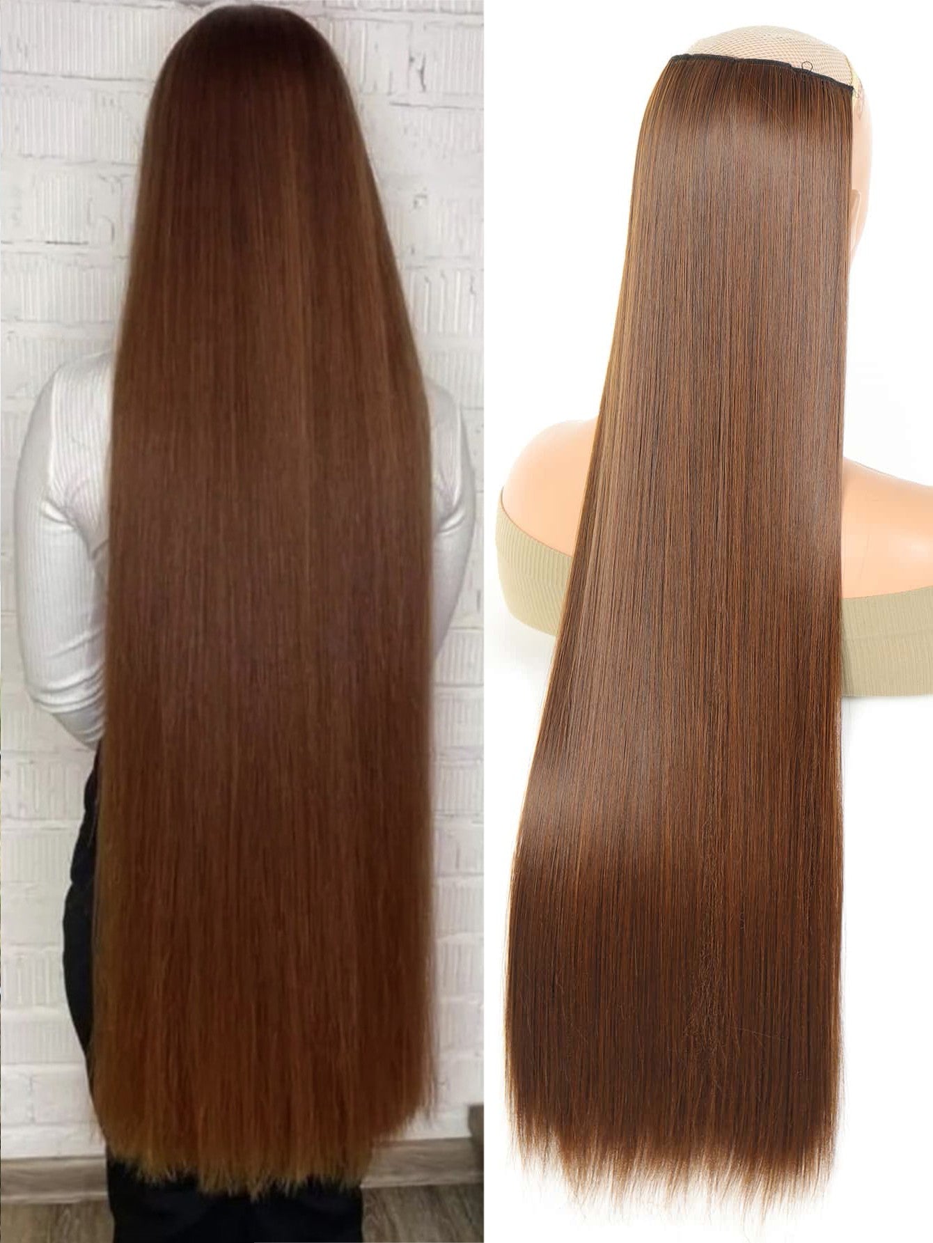 Aosiwig Sintético Super Longo Liso 100cm 5 Presilhas Extensão de Cabelo Natural Preto Loiro Aplique Postiço para Mulheres