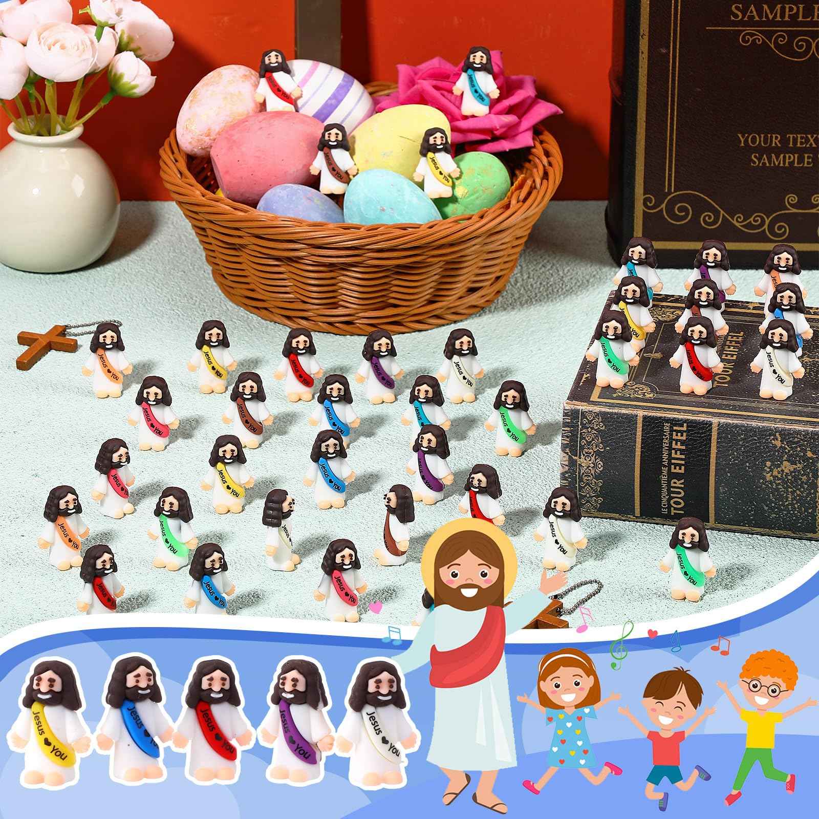 20-200PCS Little Jesus Figures Mini Jesus Figurines in Bulk Hide and Seek Religious Party Favor Sunday School Easter Egg Stuffer