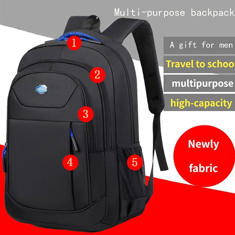 Mochila Unissex de Ombro Duplo - Cor Sólida - Viagens a Negócios, Viagens Profissionais, Deslocamentos Diários, Uso Casual