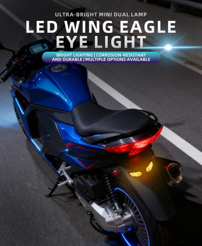 Luz LED de Moto em Formato de Asa Olhos de Águia Luz Traseira Decorativa Luz Criativa Pisca-Pisca Indicador de Seta