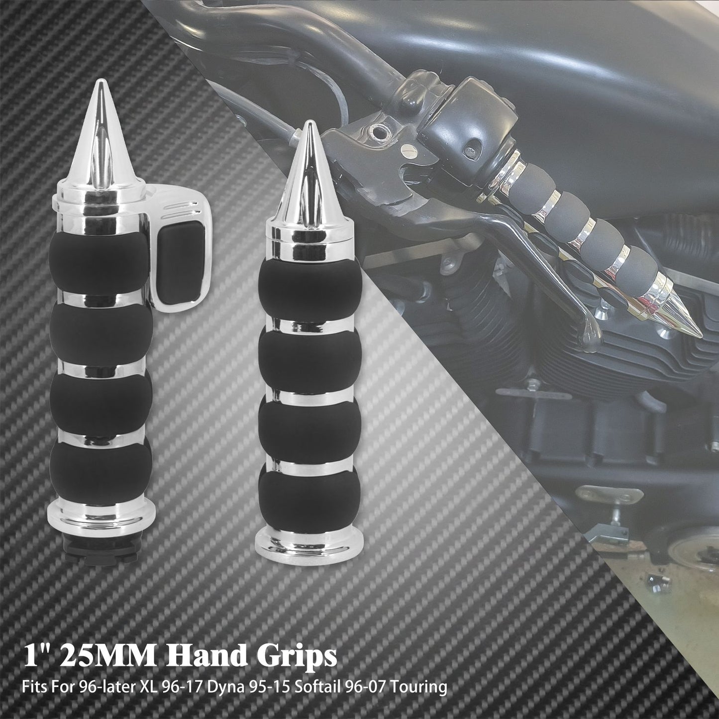 Manoplas de Guidão de Moto 1" 25mm Universal Para Harley Sportster XL1200 Touring Street Glide FLHR Dyna FXDL FLS